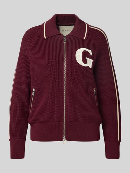 GANT Strickjacke mit Label-Stitching Bordeaux 2