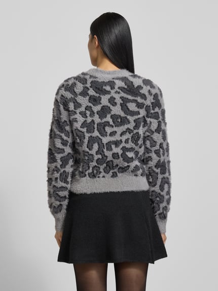 VERO MODA Regular Fit Strickpullover mit Allover-Muster Modell 'JUNGLE' Graphit 5