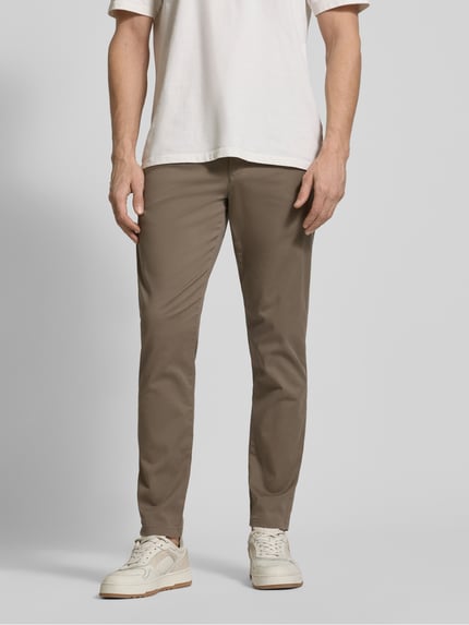 Selected Chinosy o kroju slim fit z mieszanki bawełny Camel 4
