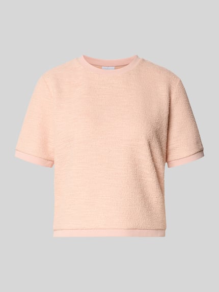Produktfoto, T-Shirt in Frotte-Optik mit Rundhalsausschnitt von Jake*s Collection, hellrosa, strukturierte Oberfläche, Boxy Fit, Baumwoll-Mix