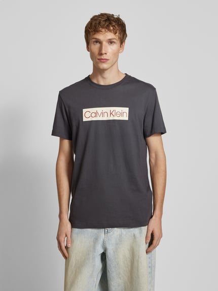Calvin Klein Jeans T-Shirt mit Label-Print Dunkelgrau 4