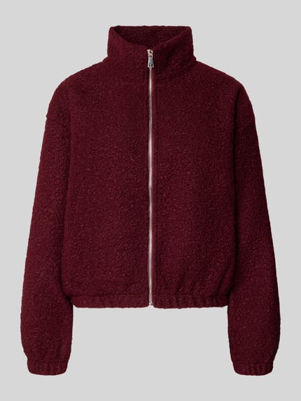 Produktfoto, Jacke mit Stehkragen Modell 'La44ra' van ZABAIONE, loose fit, opstaande kraag, ritssluiting, zij-steekzakken, elastische boorden, ruglengte 55 cm, mouwlengte 54 cm, dames, bordeauxrood, zachte structuur