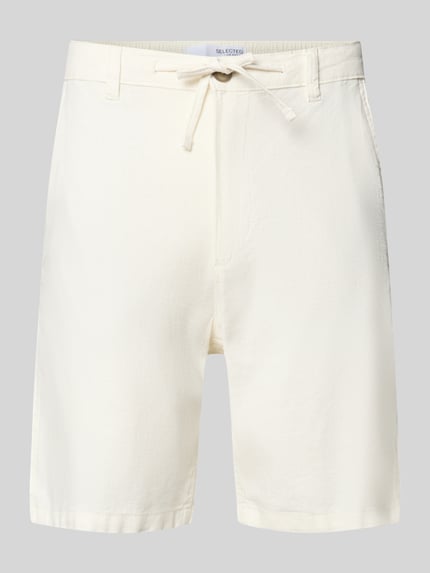 Selected Slim Fit Bermudas aus Baumwoll-Leinen-Mix Modell 'BRODY' Weiss 2