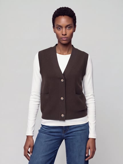 VERO MODA Strickweste mit V-Ausschnitt Schoko 4