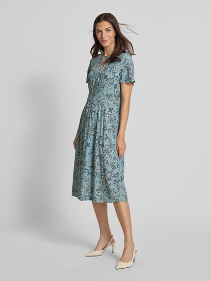 Jake*s Collection Midi-jurk met 1/2-mouwen en druppelvormige hals IJsblauw - 1