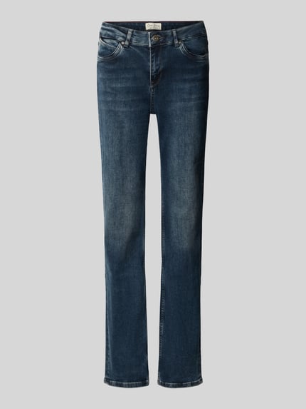 Produktfoto, blaue Straight Fit Jeans aus Baumwoll-Mix Modell 'JOYCE' von Cars Jeans, 5-Pocket-Design, sichtbare Wascheffekte, glatte Textur