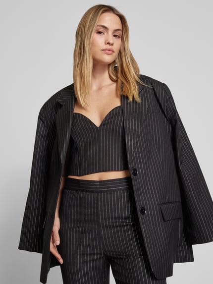 Gestuz Top met hartvormige hals en viscose, model 'Caylina' Zwart - 3