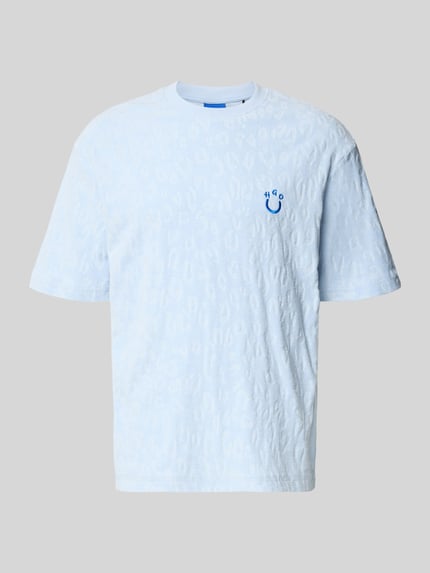 Produktfoto, Regular Fit T-Shirt aus Frottee von Hugo Blue in Hellblau, unifarben, krój regular fit, okrągły dekolt, krótki rękaw, frotte, czysta bawełna