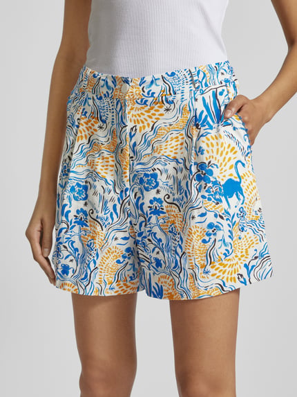 Lala Berlin Short met stolpplooi Bleu gemêleerd - 3