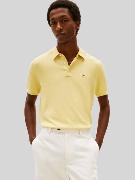 Tommy Hilfiger regular fit gebreid poloshirt van puur katoen Geel - 4