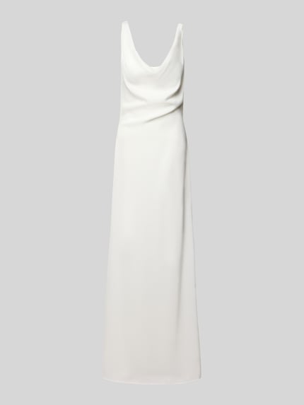 Produktfoto, Abendkleid mit Wasserfall-Ausschnitt von Mascara aus cremefarbenem Satin, Maxikleid im Straight Fit mit breiten Trägern