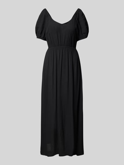 ICHI Midi-jurk van viscose met V-hals, model 'MARRAKECH' Zwart - 2