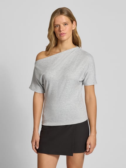 ONLY Regular Fit T-Shirt mit Viskose-Anteil Modell 'SILLY' Hellgrau Melange 4