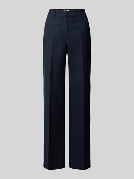 Produktfoto, Hose mit Bügelfalten von MORE & MORE in dunkelblau, Regular Fit, Material-Mix mit Viskose-Anteil, sichtbare Gesäßtaschen
