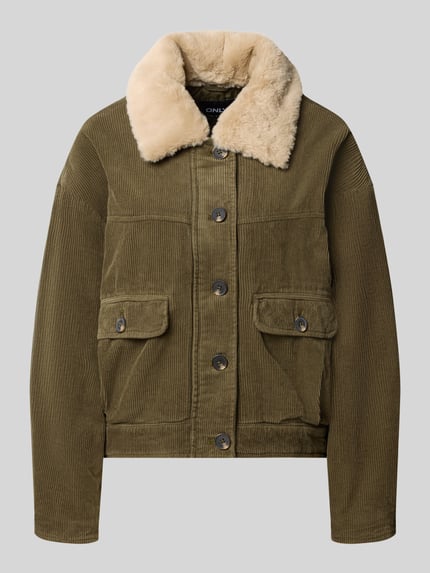 ONLY Regular Fit Bomberjacke mit Teddy-Umlegekragen Modell 'MARTA' Oliv 2