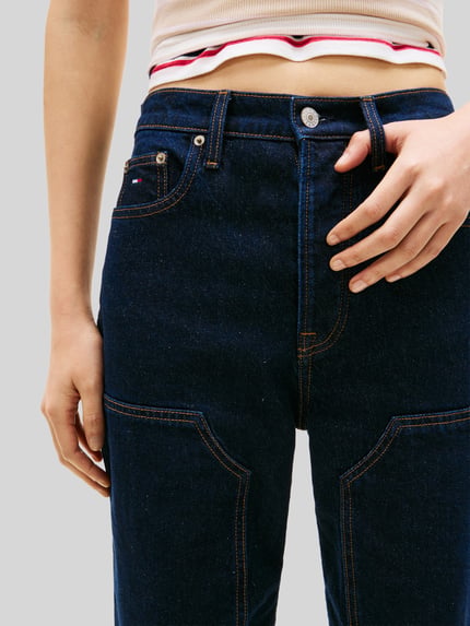 Tommy Jeans Straight Fit Jeans aus Baumwoll-Mix Modell 'LAYLA' Dunkelblau 3