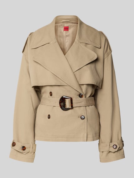 HUGO Boxy Fit Trenchcoat-Jacke aus Baumwoll-Leinen-Mix Modell 'ACLUNDA-1-W' Beige 2