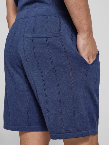 Colours & Sons Regular fit korte broek met ajourpatroon Marineblauw - 3