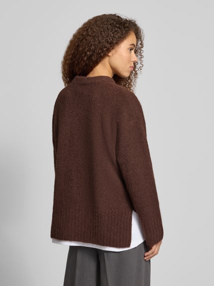 PIECES Sweter z prążkowanymi wykończeniami Ciemnobrązowy melanż 5