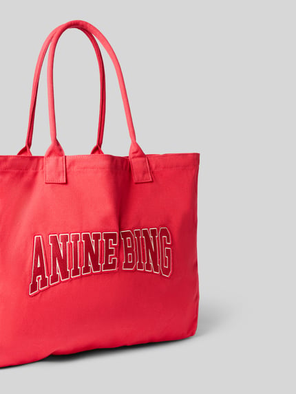 Anine Bing Schoudertas met geborduurd logo Rood - 3