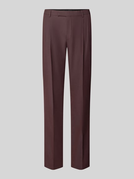 Produktfoto, Anzughose mit Viskose-Anteil von MCNEAL in Braun, Tapered Fit, elastischer Mix, Kellerfalten, Eingrifftaschen, neutrale Oberfläche