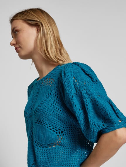 FARM RIO Strickpullover mit Knopfleiste Petrol 3