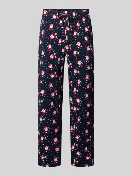 Christian Berg Men Regular Fit Pyjama-Hose im Allover-Look Dunkelblau 1