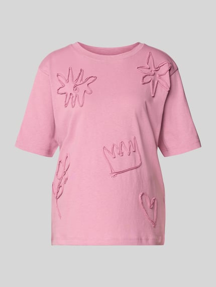 Jake*s Casual T-Shirt mit Applikationen Mauve 2