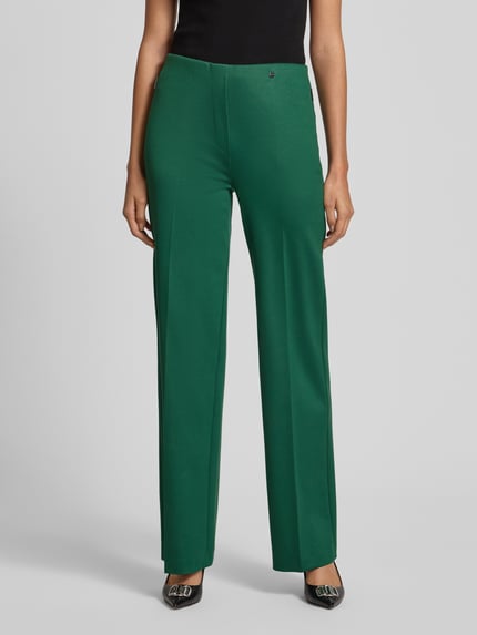 Marc Cain Straight leg pantalon met persplooien Donkergroen - 4