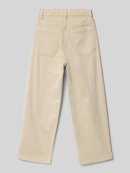 Productfoto, Slim Fit Weite Hose aus Baumwoll-Mix Modell 'BAGGY' van s.Oliver RED LABEL in effen beige, wide leg, mid waist, 5-pocket, katoenmengsel.