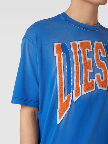 Diesel T-shirt z detal z logo Niebieski 3