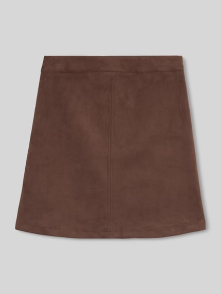 Tom Tailor Denim A-Linien Mini-Rock in Velours-Optik Dunkelbraun 2