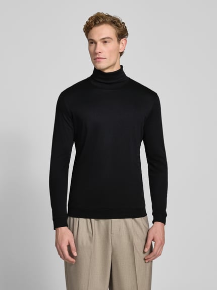 RAGMAN Regular Fit Langarmshirt mit Rollkragen Modell 'Pima' Black 4