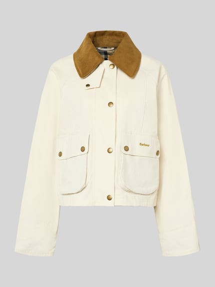 Produktfoto, Regular Fit Parka aus reiner Baumwolle von Barbour in Optik: Unifarben mit Umlegekragen, Druckknopfleiste, Pattentaschen, Label-Stitching-Applikation und Langarm, Material: reine Baumwolle.