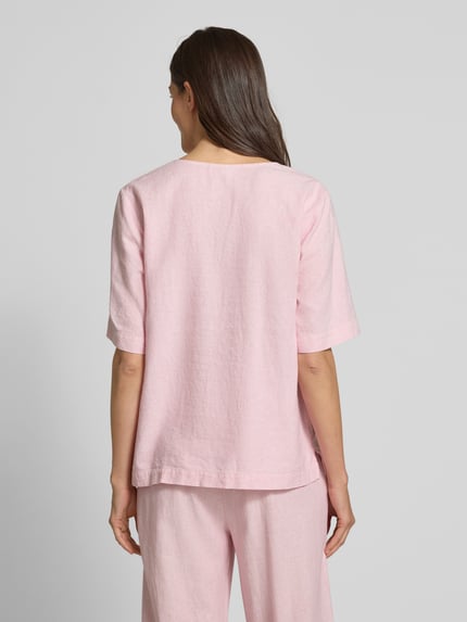 FREE/QUENT Regular Fit Leinenbluse mit V-Ausschnitt Modell 'Lava' Pink 5