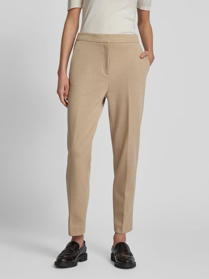 Jake*s Collection Slim fit stoffen broek met persplooien Zand - 4