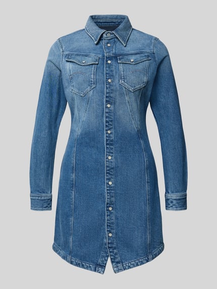 G-Star RAW Jeansjurk met overhemdkraag en borstzakken Jeansblauw - 2