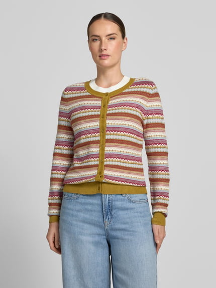 Christian Berg Woman Strickjacke aus Viskose-Mix im Allover-Look Senf Melange 4