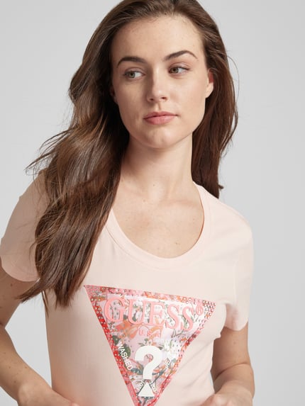 GUESS T-Shirt mit Strasssteinbesatz Hellrosa 3
