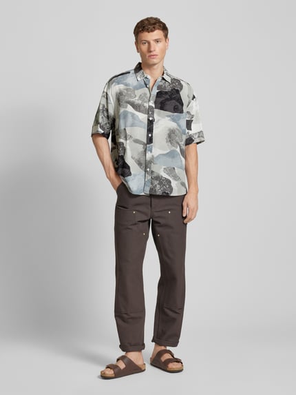 ONLY & SONS Regular Fit Freizeithemd mit Leinen-Anteil Modell 'BUD' Black 1