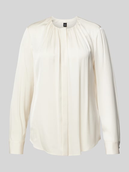 BOSS Bluzka o kroju slim fit z mieszanki jedwabiu model ‘Banorah’ Biały 2