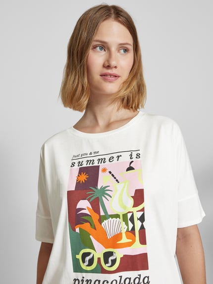 LIEBLINGSSTÜCK T-shirt z okrągłym dekoltem model ‘Dacina’ Złamany biały 3