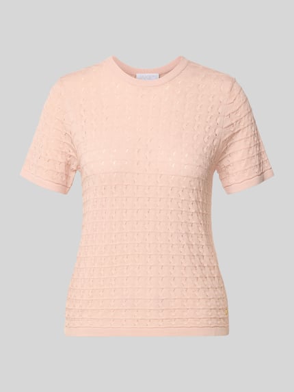 Produktfoto, Strickshirt aus Viskose-Mix mit Rundhalsausschnitt von Jake*s Collection, Damen Regular-Fit, Strukturmuster, rosa Farbe