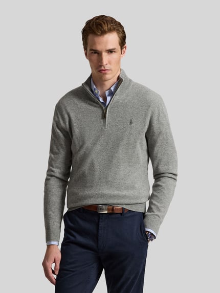 Polo Ralph Lauren Regular Fit Troyer aus reiner Wolle Mittelgrau 4