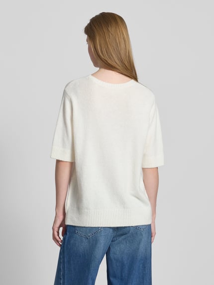 Milano Italy Sweter z dzianiny o kroju oversized z okrągłym dekoltem Złamany biały 5
