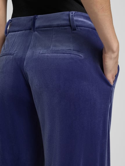 Jake*s Collection Wijd vallende broek in fluweellook Koningsblauw - 3