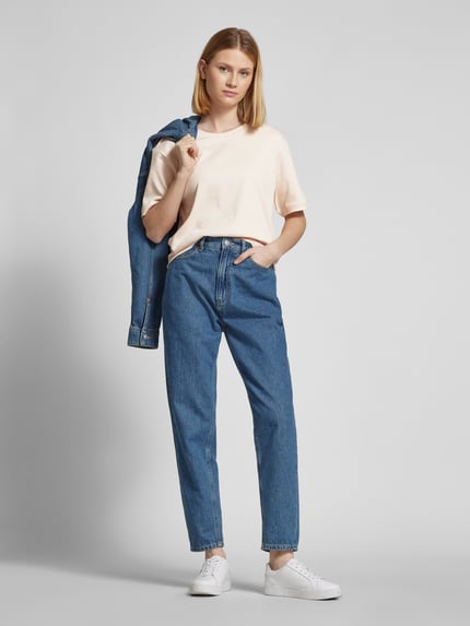 Jake*s Studio Woman T-shirt met geribde ronde hals Abrikoos - 1