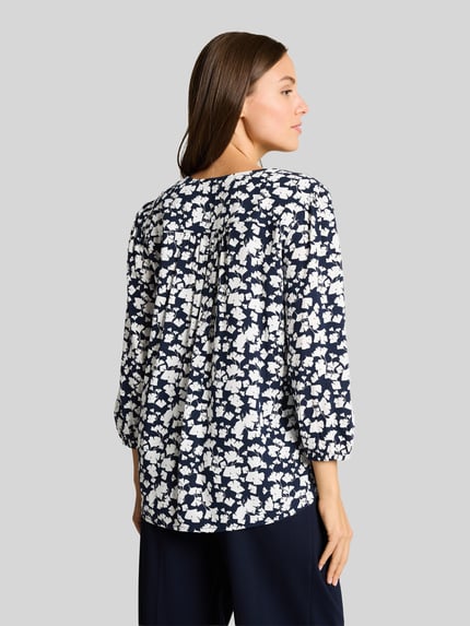 Tom Tailor Relaxed Fit Bluse mit Allover-Muster Dunkelblau 5