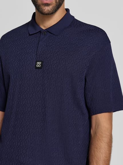 HUGO Koszulka polo o kroju relaxed fit z mieszanki wiskozy model ‘DALLOVO’ Granatowy 3