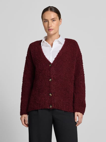 ZABAIONE Relaxed Fit Strickjacke aus Woll-Viskose-Mix Modell 'Sofia' Bordeaux 4